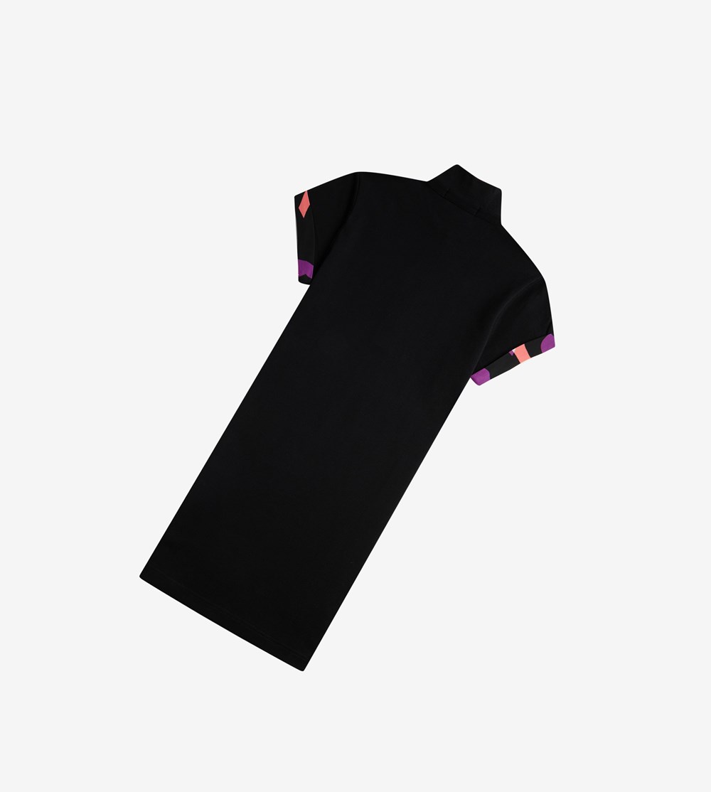 Black Fred Perry Amy Winehouse Foundation Contrast Trim Piqué Women's Dresses | VHEKW-9140