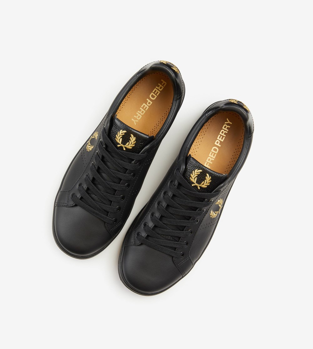 Black Fred Perry B721 Men's Sneakers | UJCZE-3164