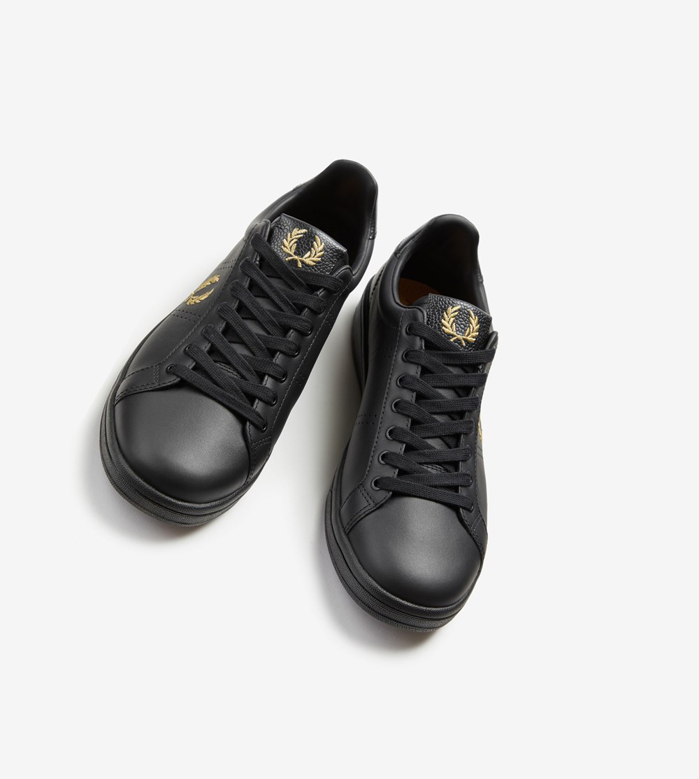 Black Fred Perry B721 Men's Sneakers | UJCZE-3164