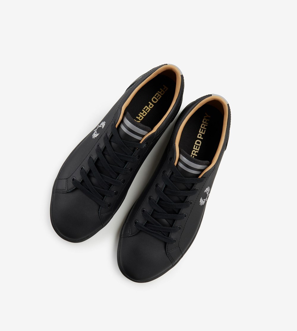 Black Fred Perry Baseline Men's Sneakers | YJELZ-9162