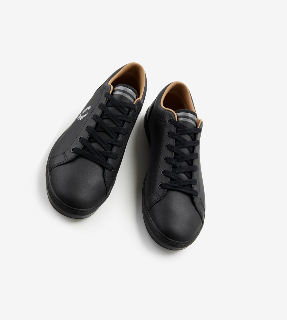 Black Fred Perry Baseline Men's Sneakers | YJELZ-9162