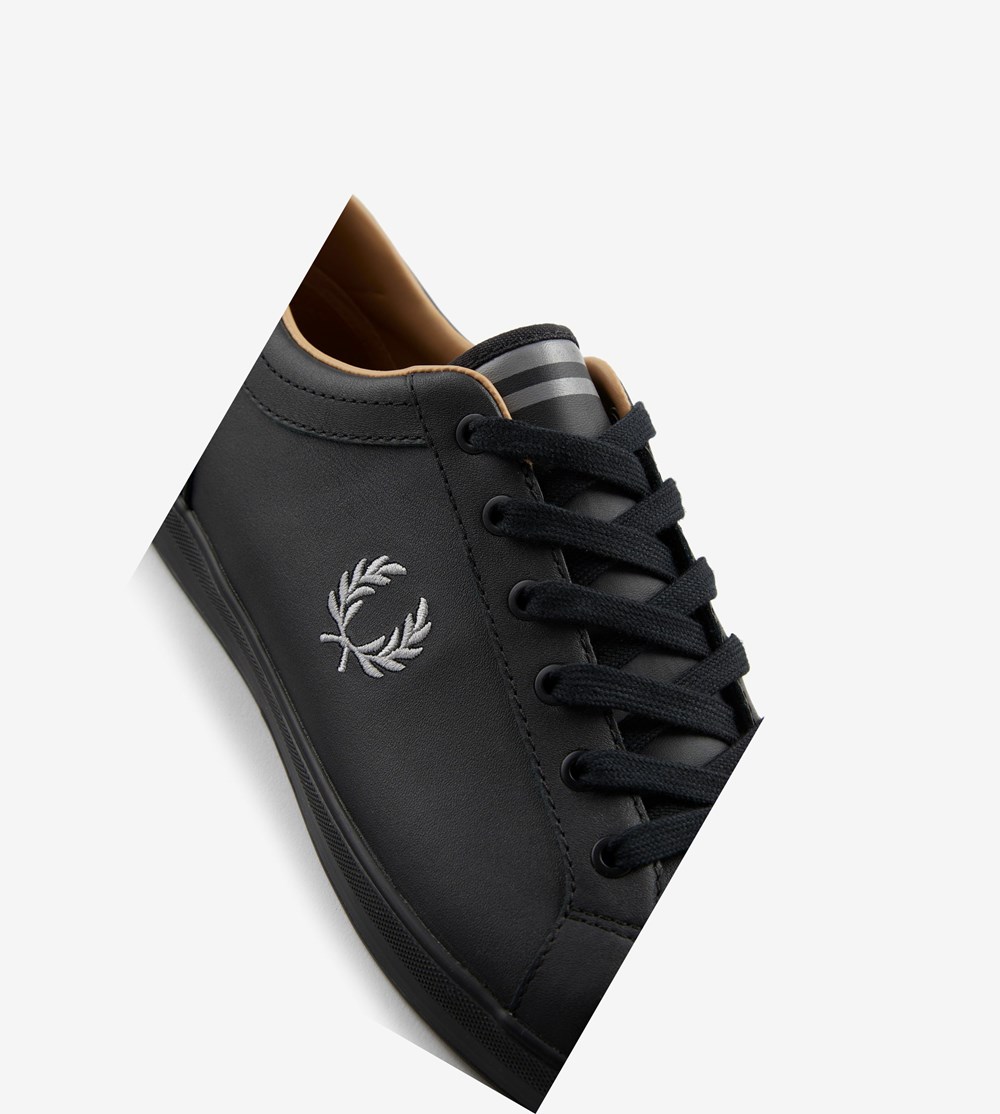 Black Fred Perry Baseline Men's Sneakers | YJELZ-9162