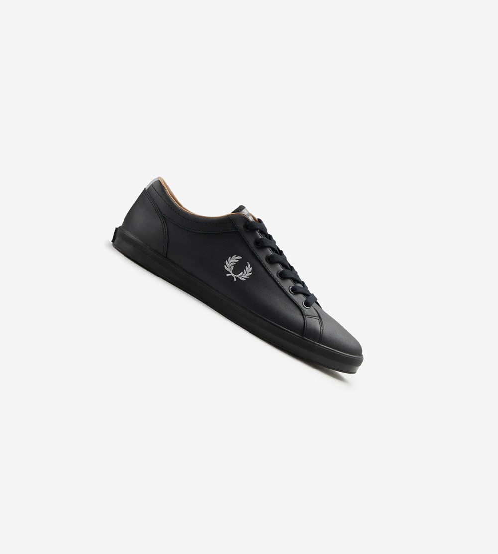 Black Fred Perry Baseline Men\'s Sneakers | YJELZ-9162