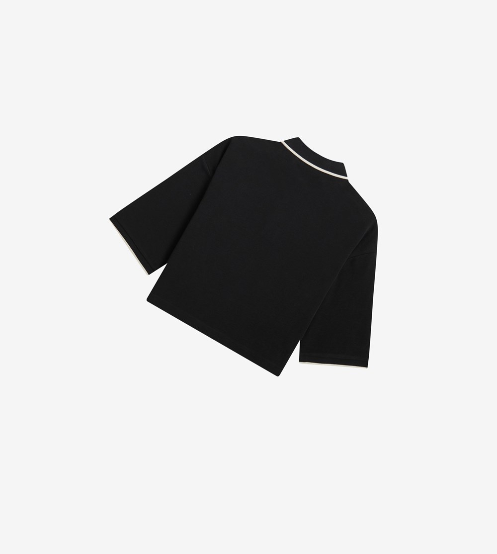 Black Fred Perry Boxy Piqué Shirt Women's Polo Shirts | EATVH-0387