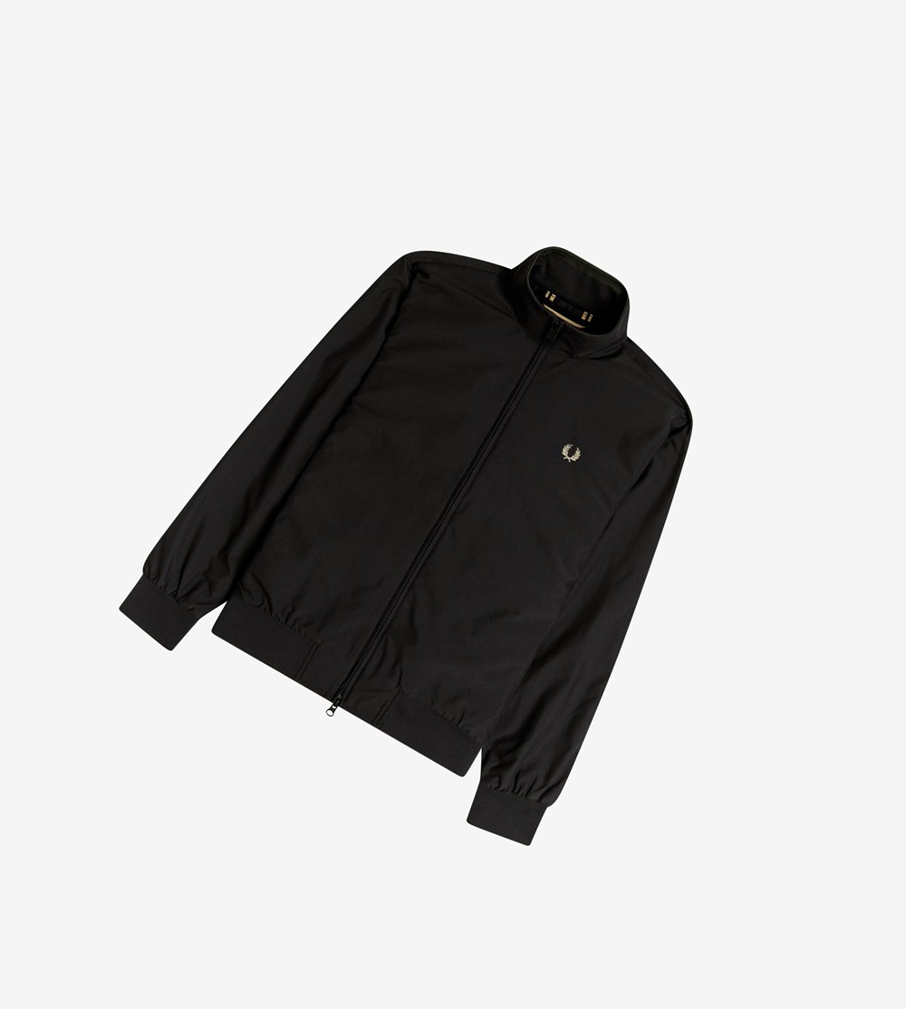 Black Fred Perry Brentham Jacket Men's Jackets | CSDBL-5473