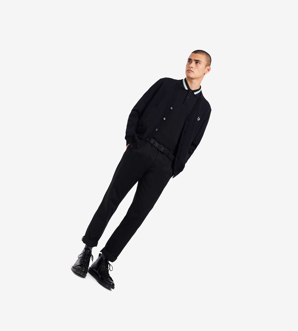 Black Fred Perry Classic Cardigan Men's Knitwear | XEDGF-1529