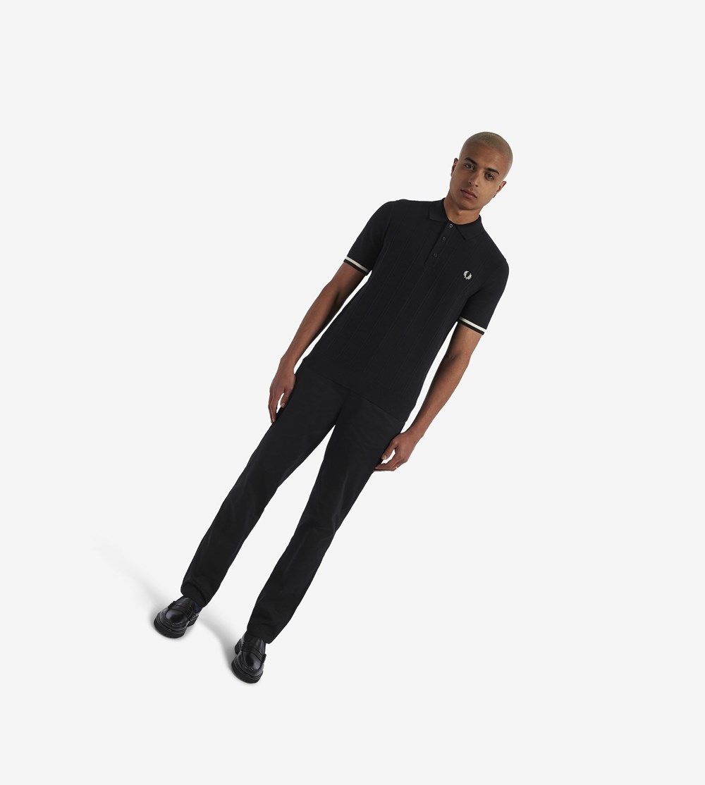 Black Fred Perry Classic Men's Trousers | EJLXU-4032