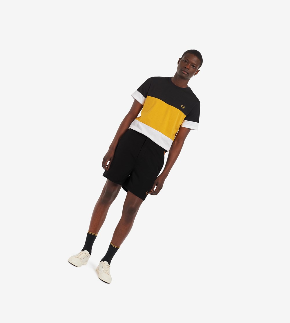 Black Fred Perry Contrast Panel Swim Short Men's Shorts | IYNLT-9180