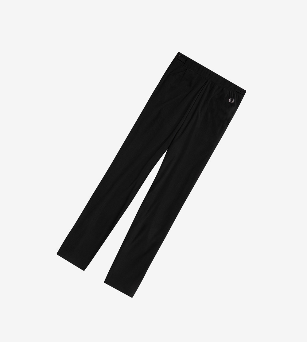 Black Fred Perry Corduroy Trousers Women's Pants | PYKON-3495