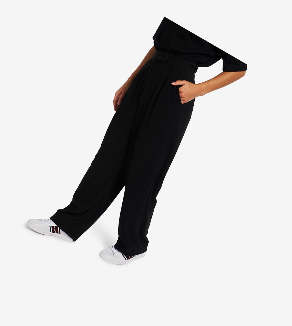 Black Fred Perry Corduroy Trousers Women's Pants | PYKON-3495