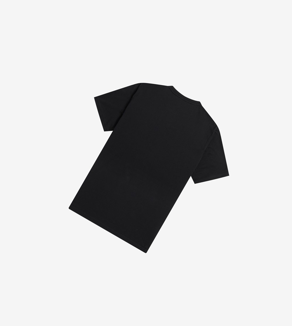 Black Fred Perry Embroidered Men's T Shirts | XGZIC-3597