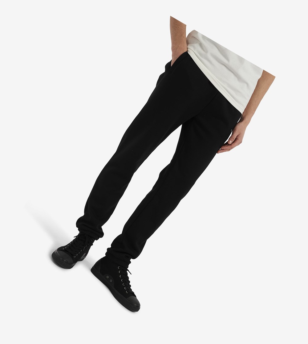 Black Fred Perry Embroidered Sweat Pants Men's Trousers | IMYBJ-0213