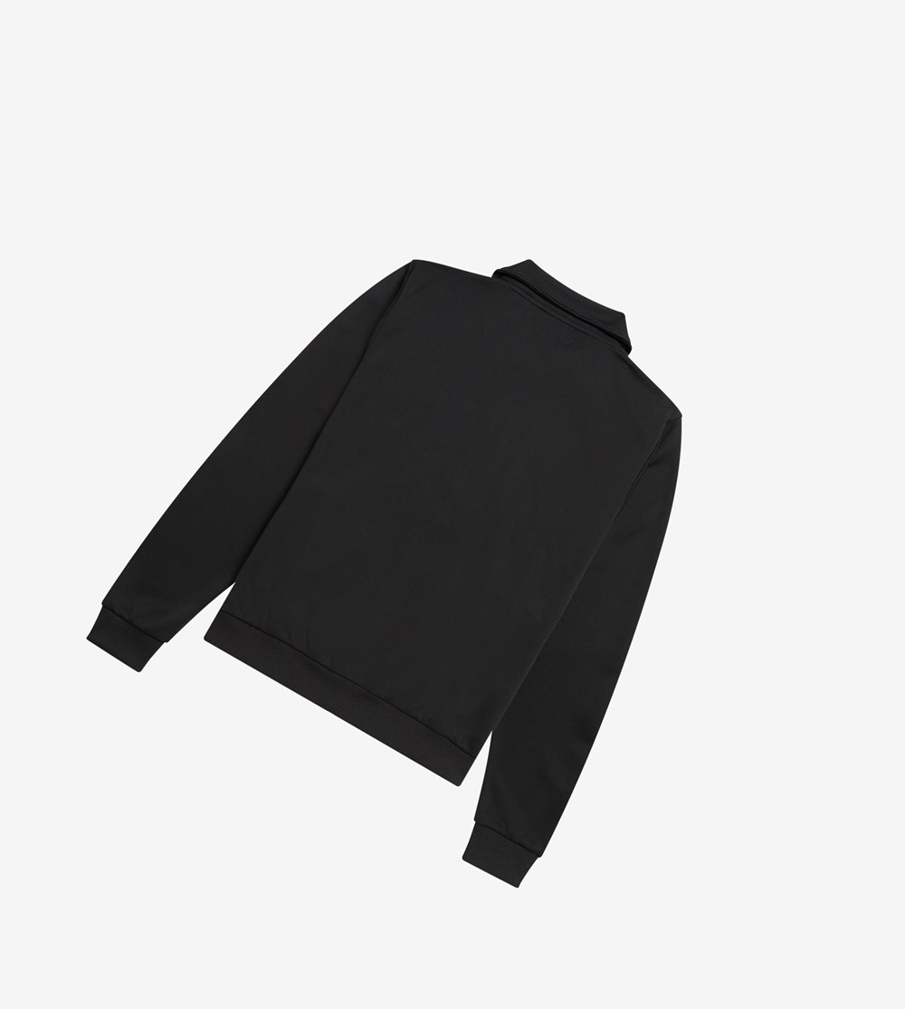 Black Fred Perry Flat Knit Insert Men's Track Jacket | TYXZF-0946