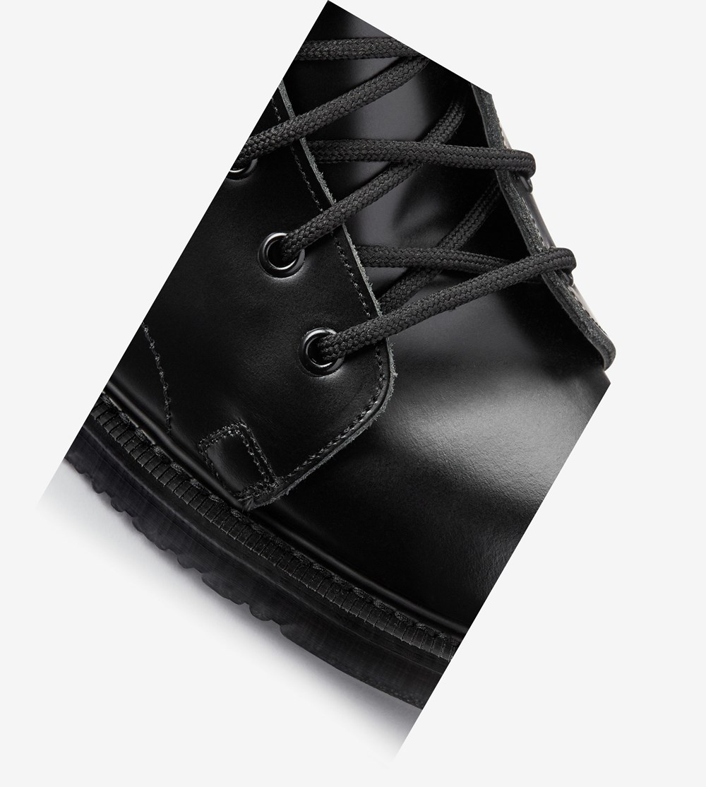 Black Fred Perry George CoxLeather Monkey Boots Men's Boots | XEWPO-0237