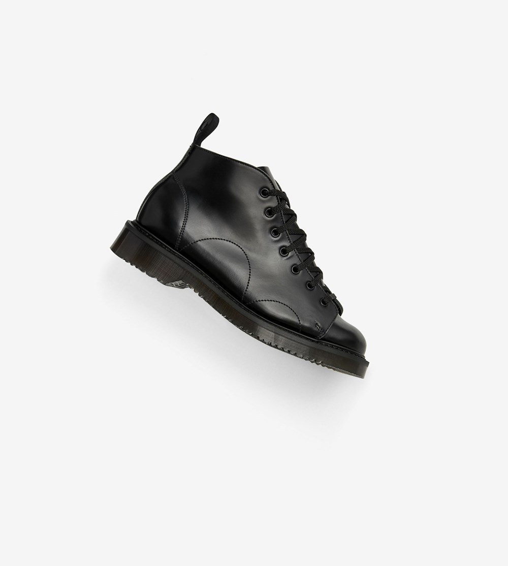 Black Fred Perry George CoxLeather Monkey Boots Men's Boots | XEWPO-0237