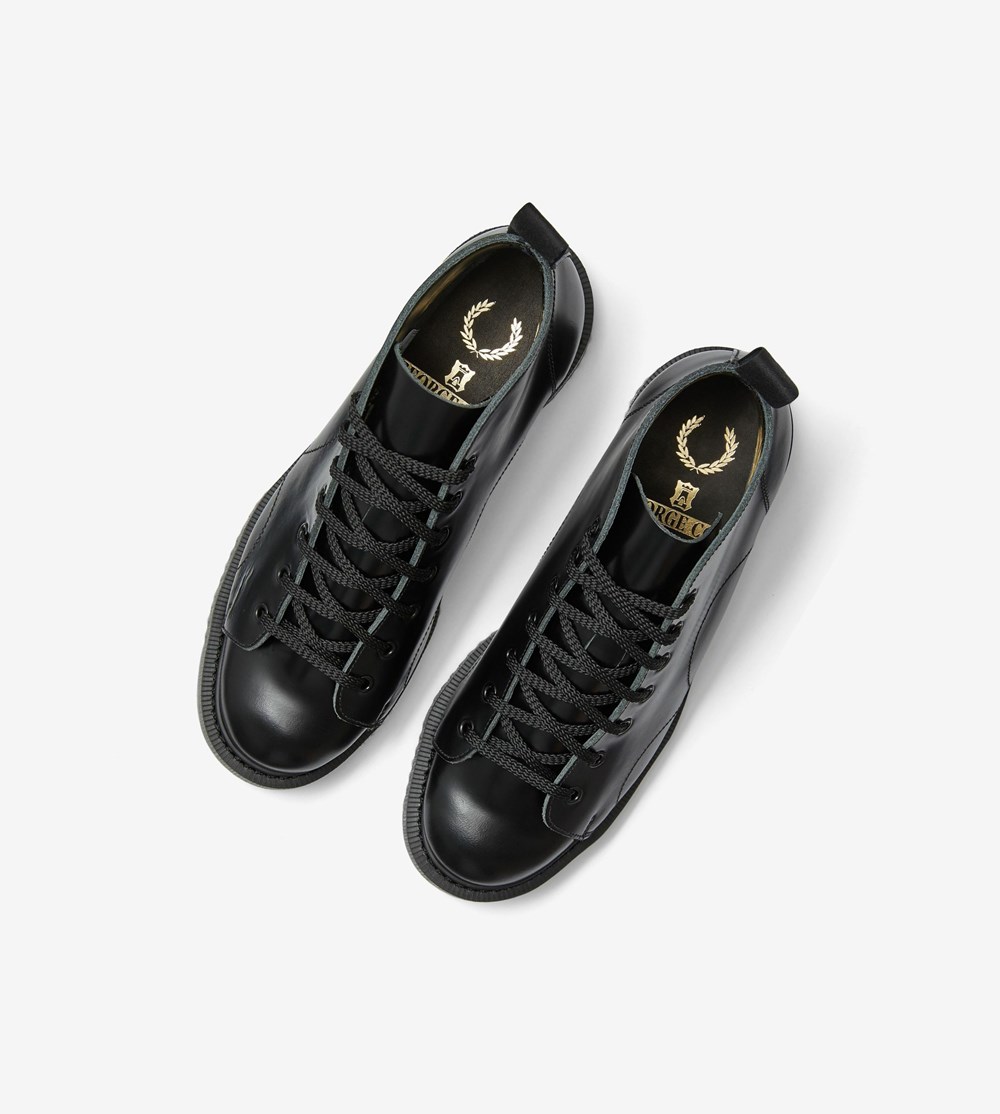 Black Fred Perry George CoxLeather Monkey Boots Men's Boots | XEWPO-0237