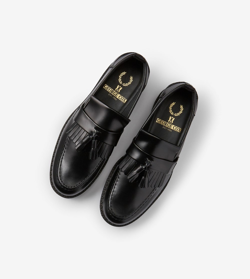 Black Fred Perry George CoxTasse Men's Loafers | LRAXQ-8093