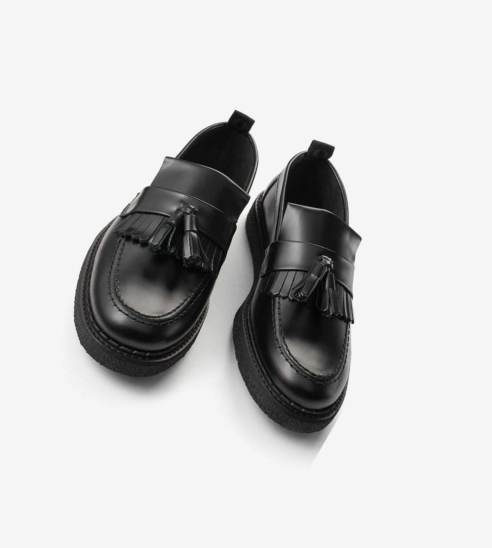 Black Fred Perry George CoxTassel Loafer Women's Loafers | SRDGY-6502