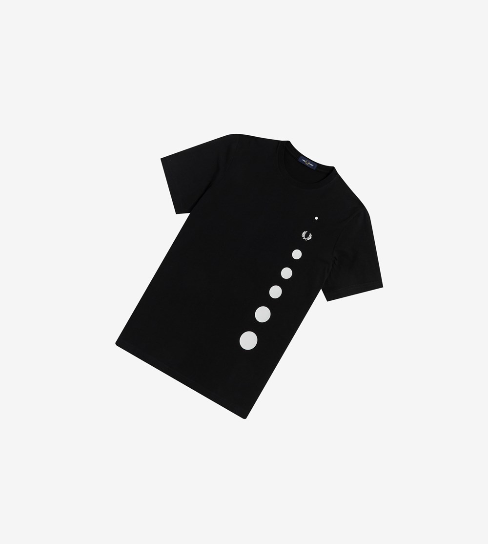 Black Fred Perry Gradient Dot Men\'s T Shirts | ERFAP-4789