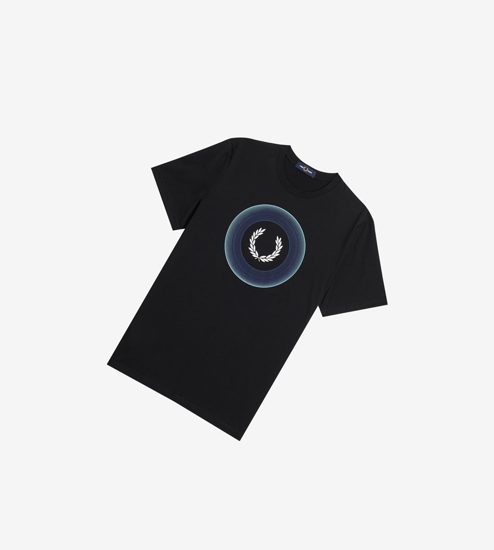 Black Fred Perry Gradient Graphic Men\'s T Shirts | VJKOE-3175