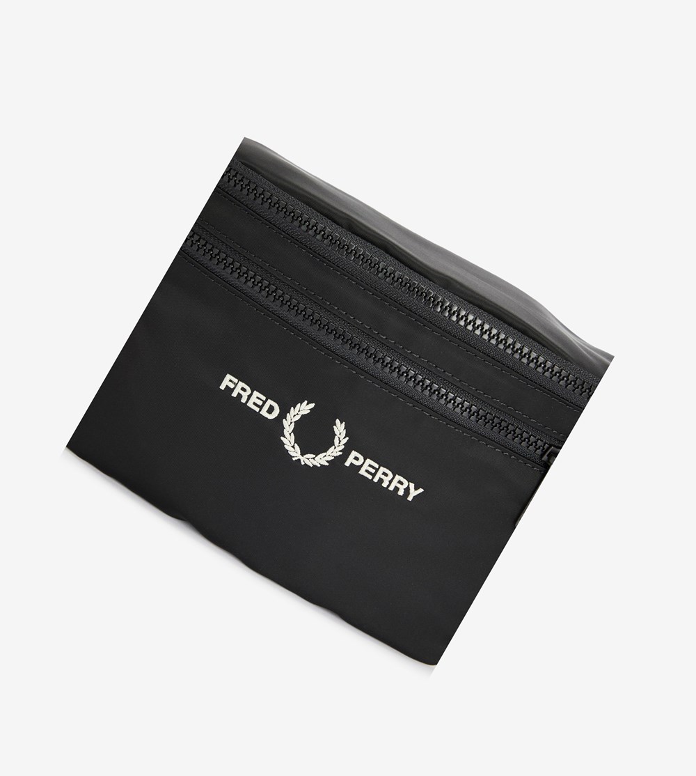 Black Fred Perry Graphic Tape Crossbody Bag Men's Bags | LIUQB-0941