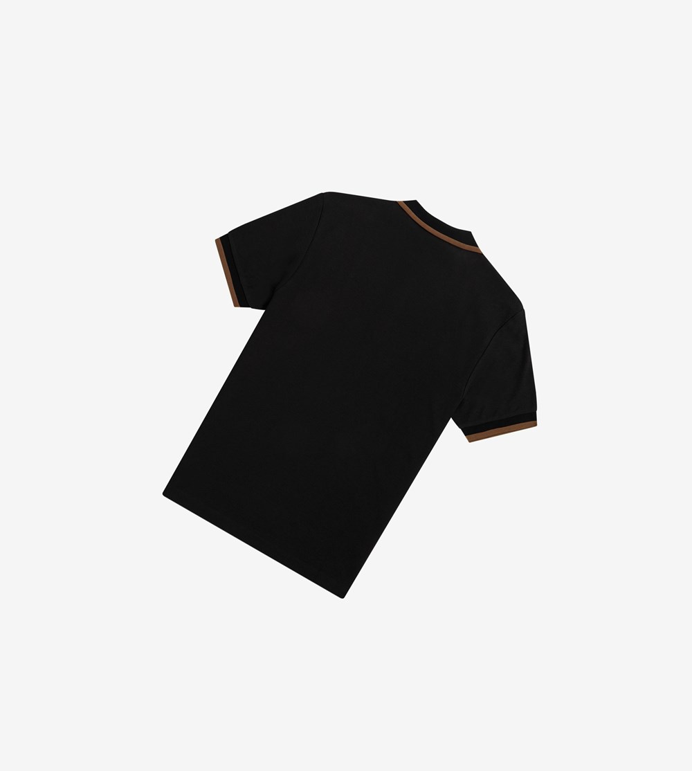 Black Fred Perry Half Zip Men's Polo Shirts | ESDMV-8560