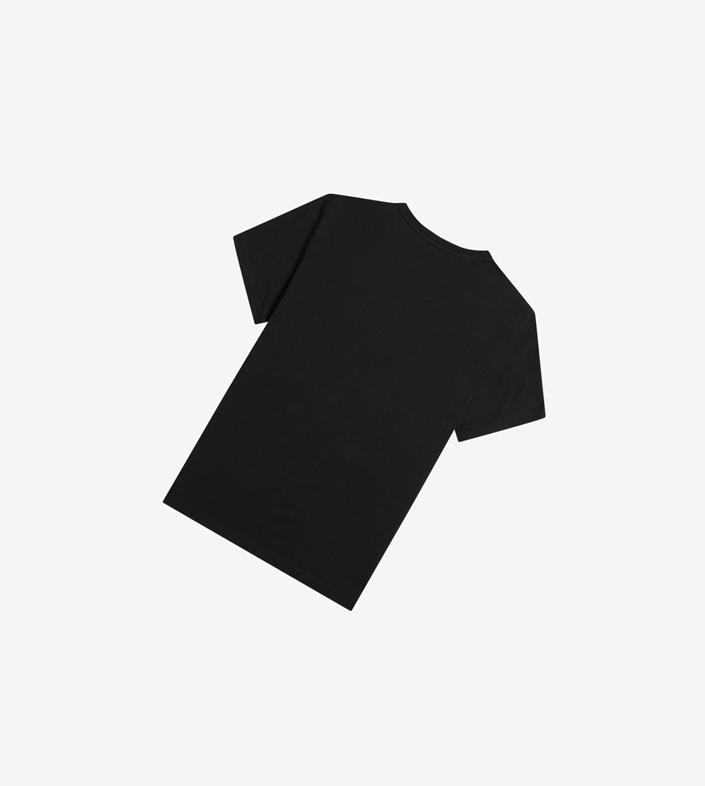 Black Fred Perry Laurel Wreath Graphic Men's T Shirts | GIHVE-2760