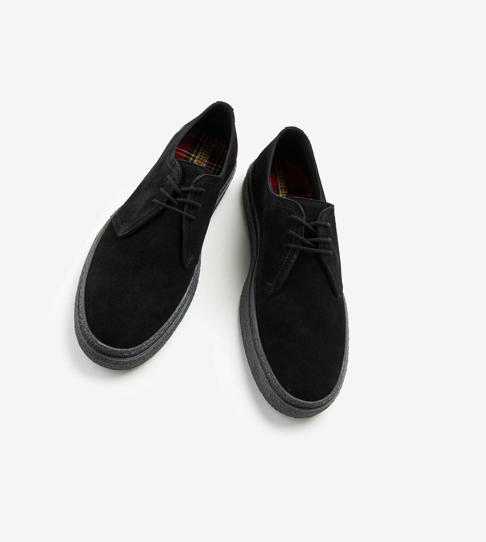 Black Fred Perry Linden Men's Suede Shoes | IKQPR-7189