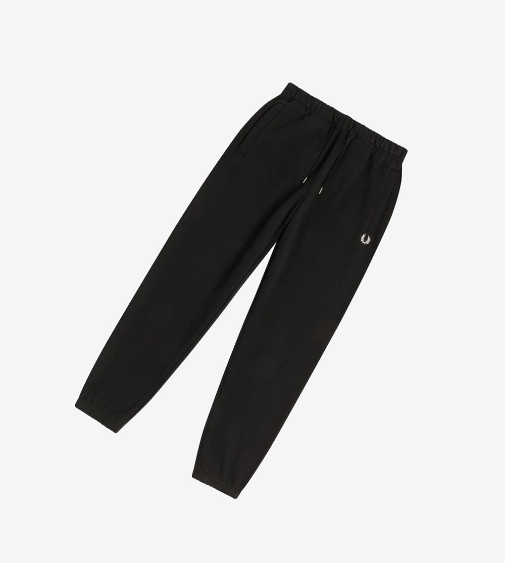 Black Fred Perry Loopback Sweatpants Men's Trousers | BOARF-4137