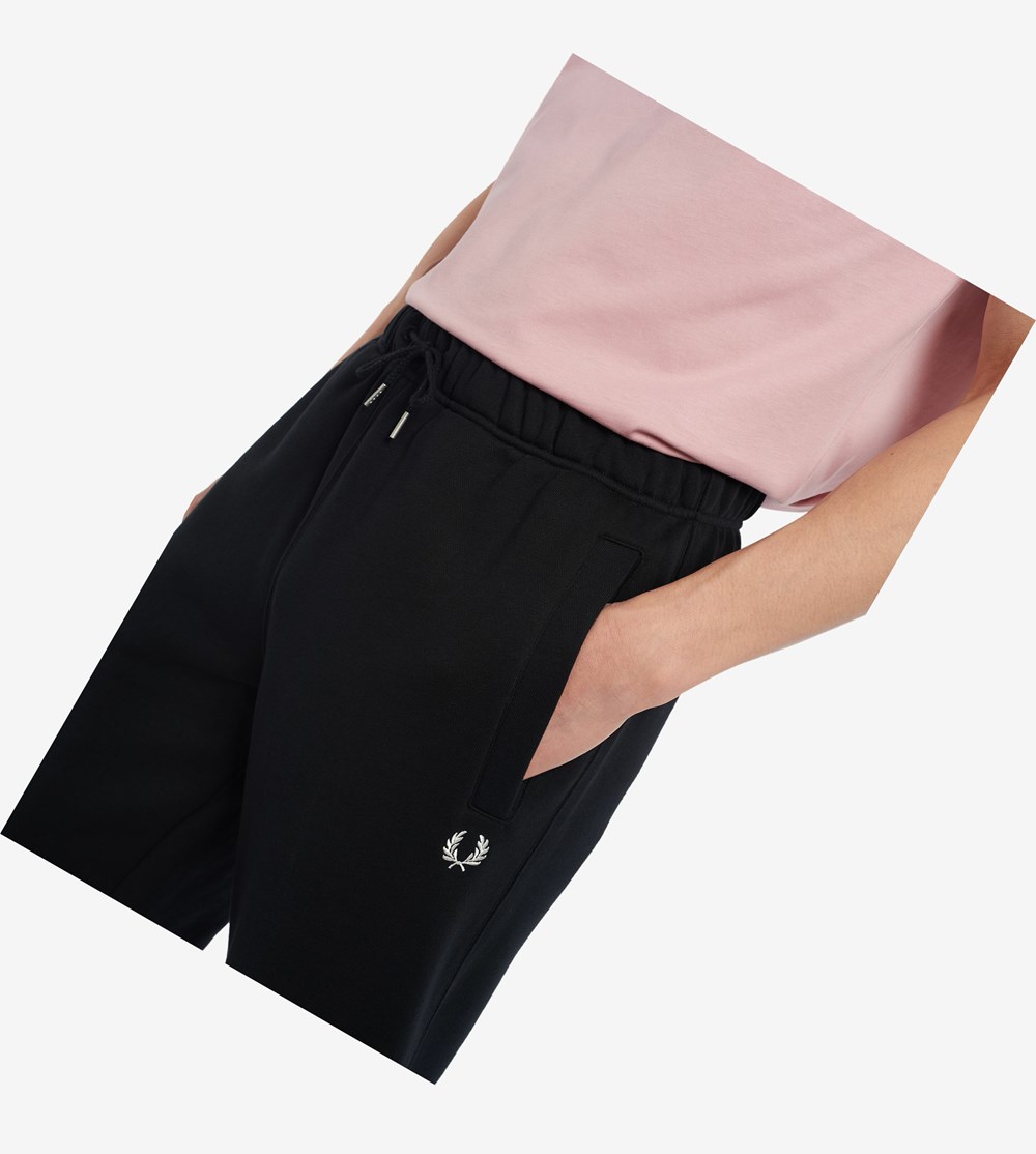 Black Fred Perry Loopback Women's Sweatpants | IMFJE-3826