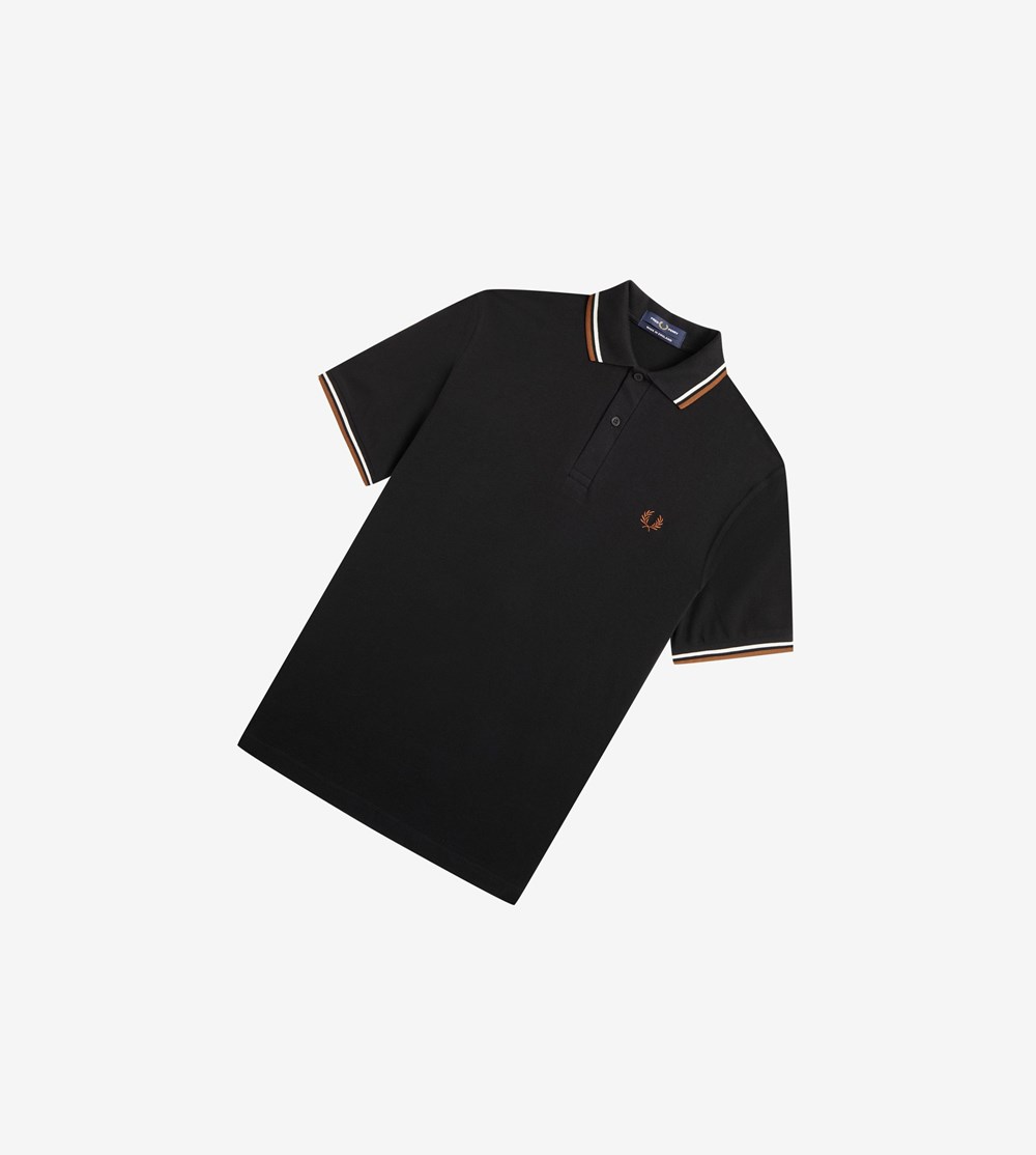 Black Fred Perry M12 Men's Polo Shirts | PCEZV-4107