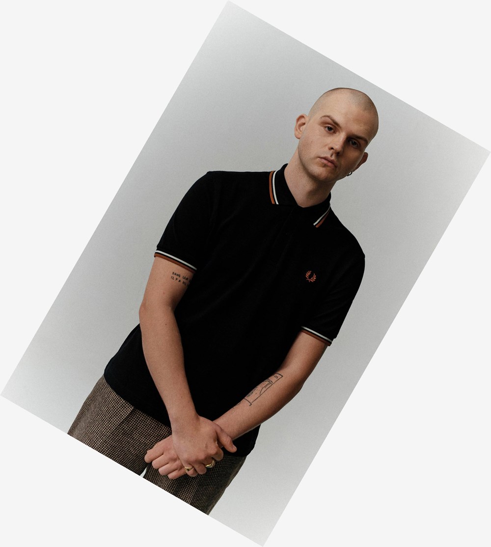 Black Fred Perry M12 Men's Polo Shirts | PCEZV-4107