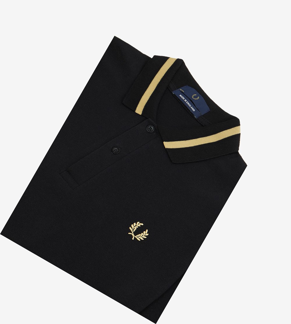 Black Fred Perry Made In England M2 Men's Polo Shirts | FSHUP-1639