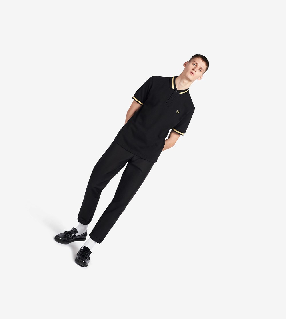 Black Fred Perry Made In England M2 Men's Polo Shirts | FSHUP-1639