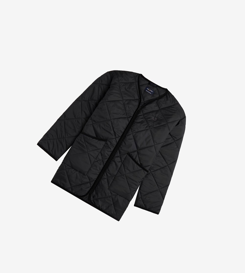 Black Fred Perry Made In England Quilted Liner Men's Jackets | RDMBL-4532