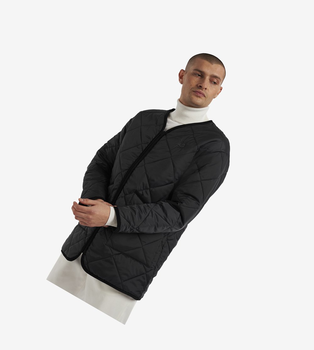 Black Fred Perry Made In England Quilted Liner Men's Jackets | RDMBL-4532