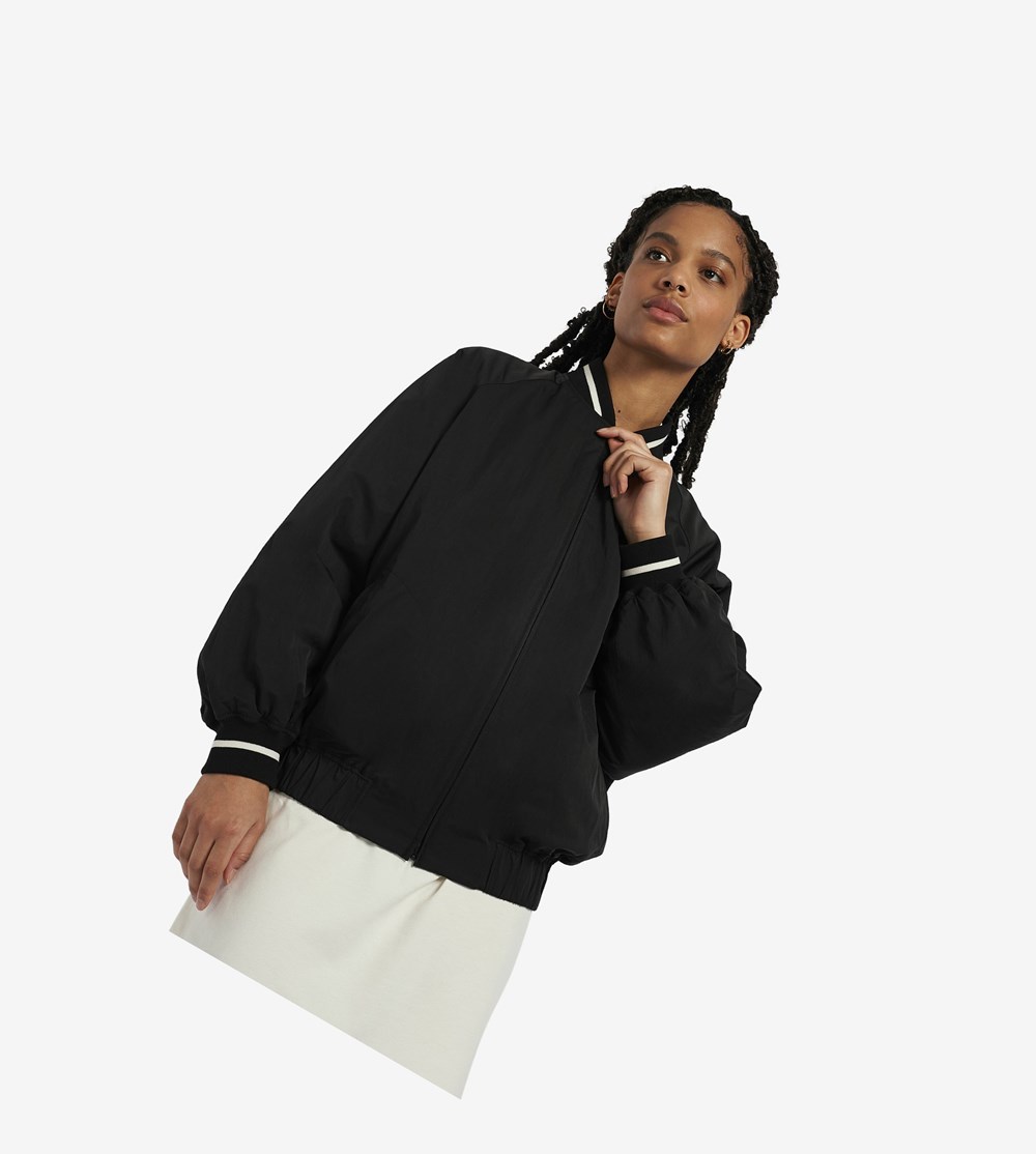 Black Fred Perry Padded Bomber Jacket Women's Jackets | BCOXJ-7025