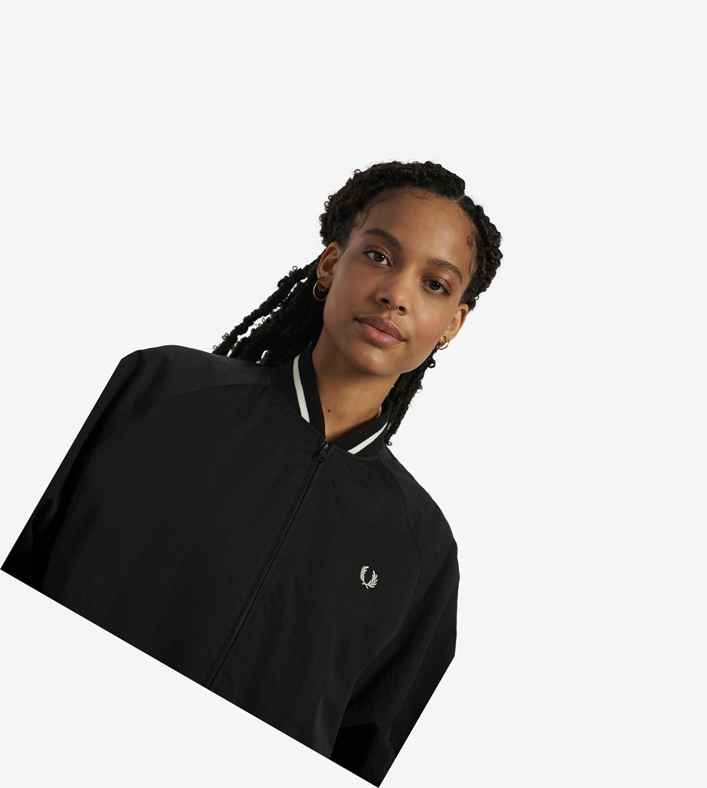 Black Fred Perry Padded Bomber Jacket Women's Jackets | BCOXJ-7025