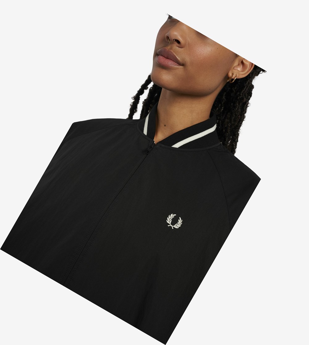 Black Fred Perry Padded Bomber Jacket Women's Jackets | BCOXJ-7025