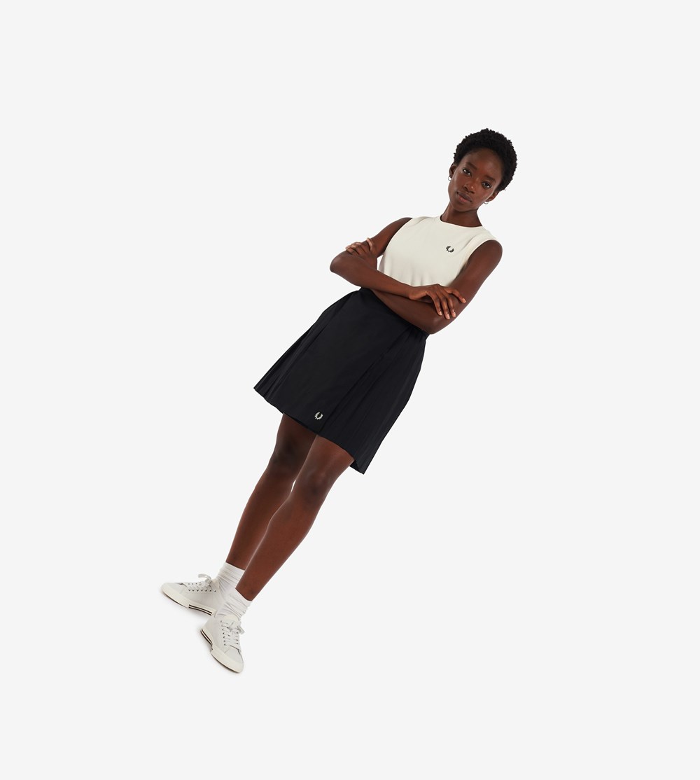 Black Fred Perry Pleated Tennis Skirt Women's Skirts | NUWHJ-3128