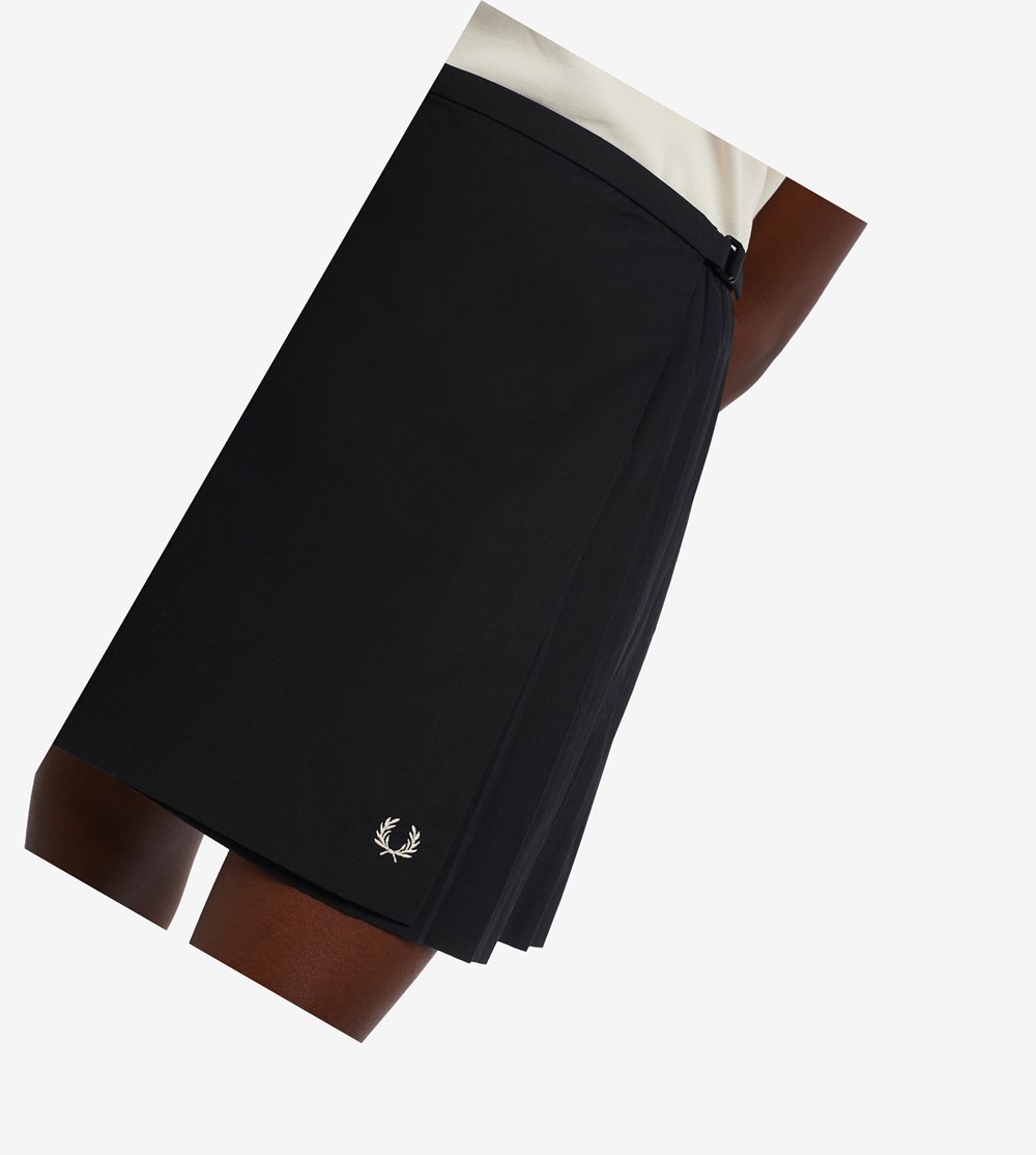 Black Fred Perry Pleated Tennis Skirt Women's Skirts | NUWHJ-3128