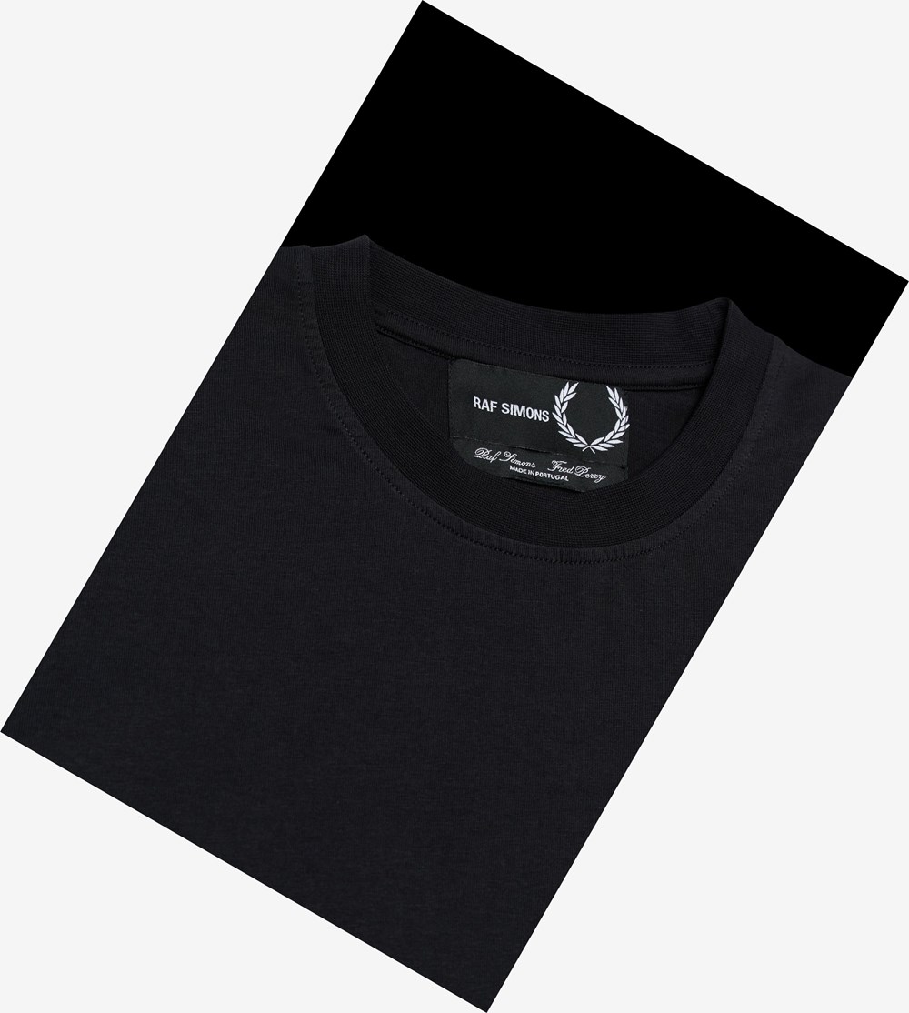 Black Fred Perry Raf SimonsLaurel Wreath Detail Men's T Shirts | AROSV-1043