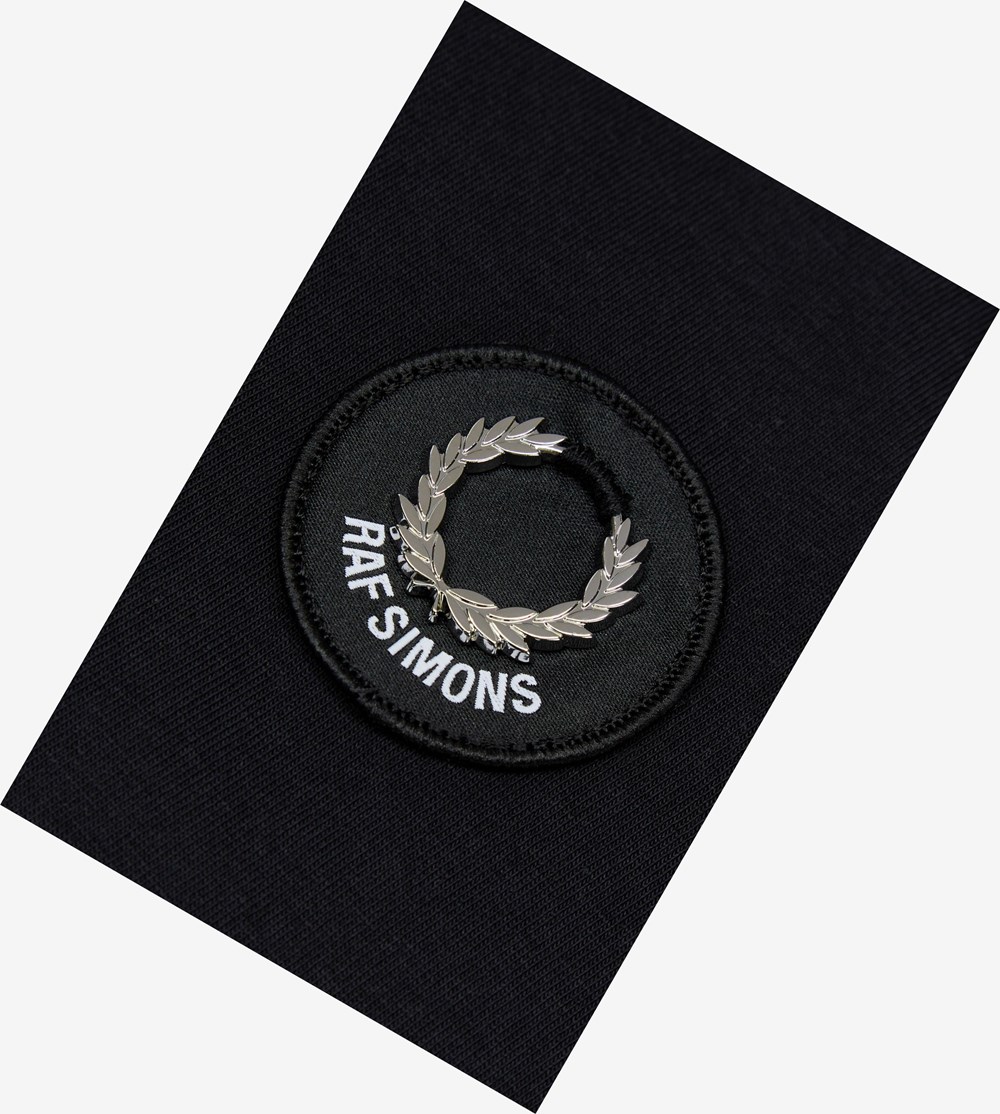 Black Fred Perry Raf SimonsLaurel Wreath Detail Men's T Shirts | AROSV-1043