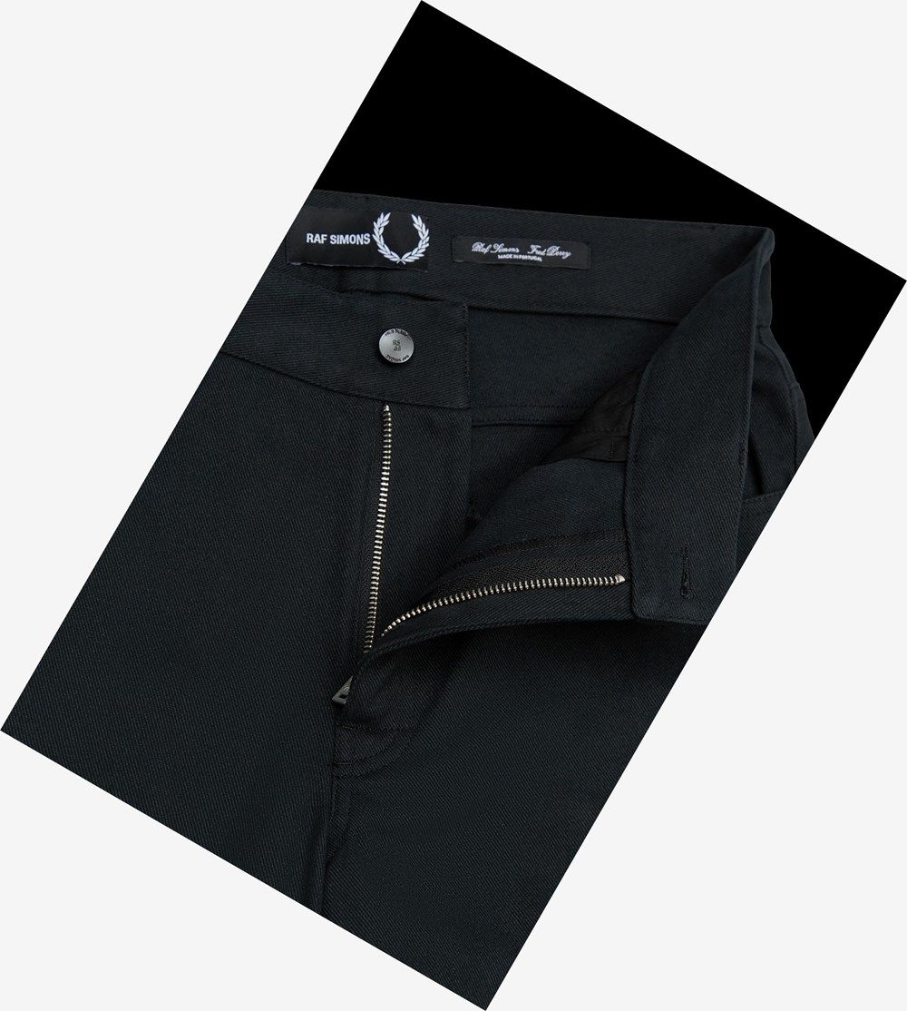 Black Fred Perry Raf Simons Brushed Denim Men's Trousers | WEPXI-3058