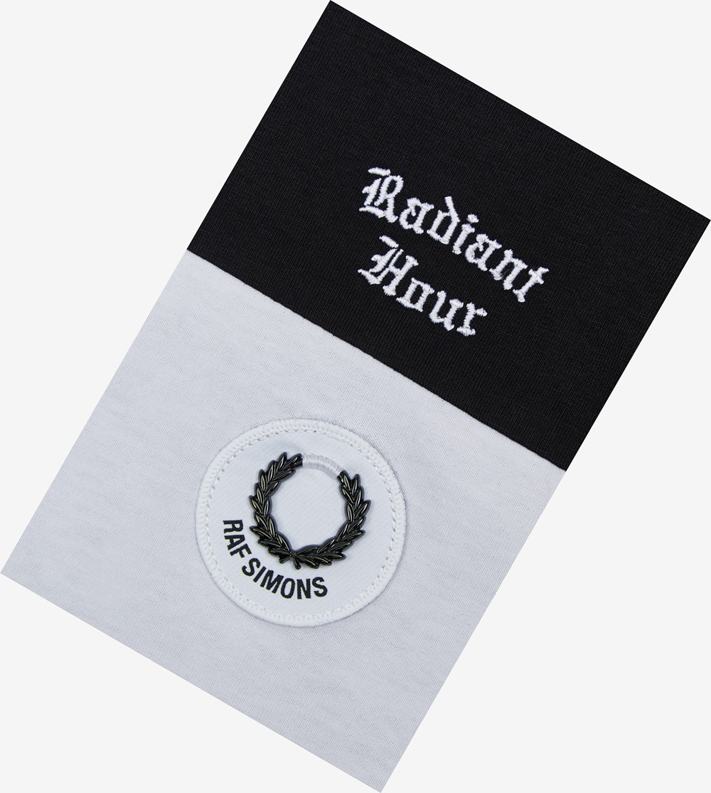 Black Fred Perry Raf Simons Contrast Panel Men's T Shirts | LGBYU-1683