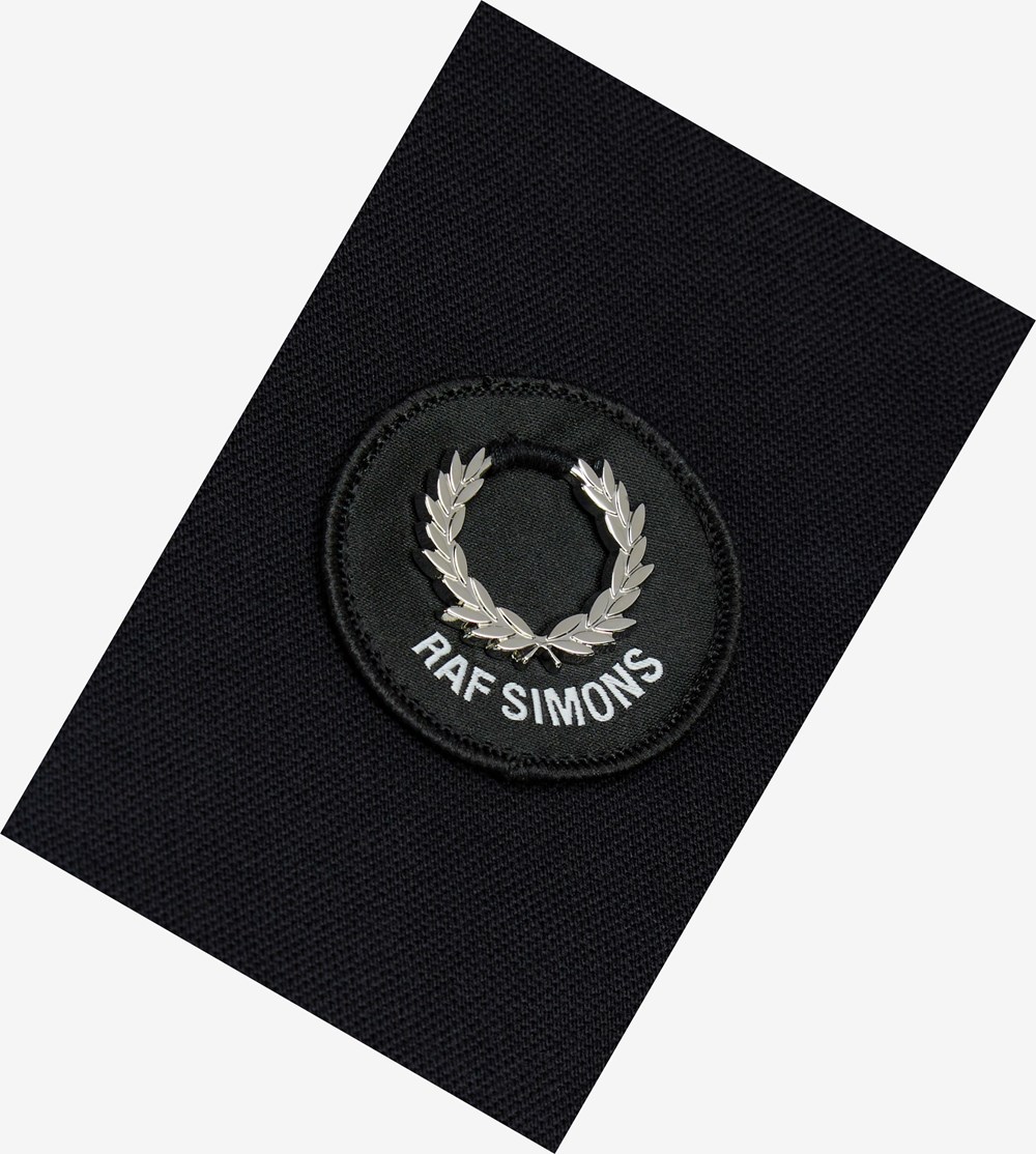 Black Fred Perry Raf Simons Patch Detail Men's Polo Shirts | PRZBI-9604