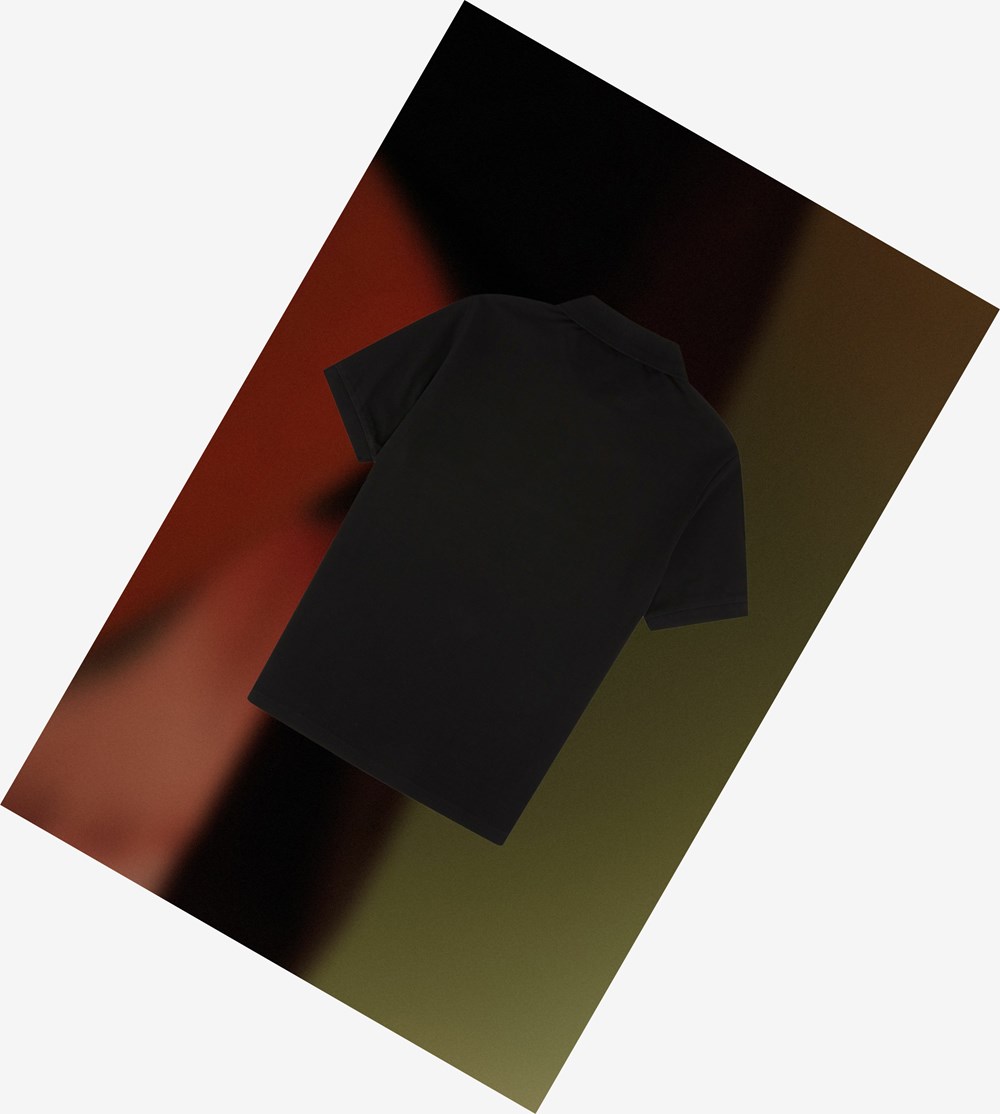 Black Fred Perry Raf Simons Slim Fit Men's Polo Shirts | ZWNYA-4861