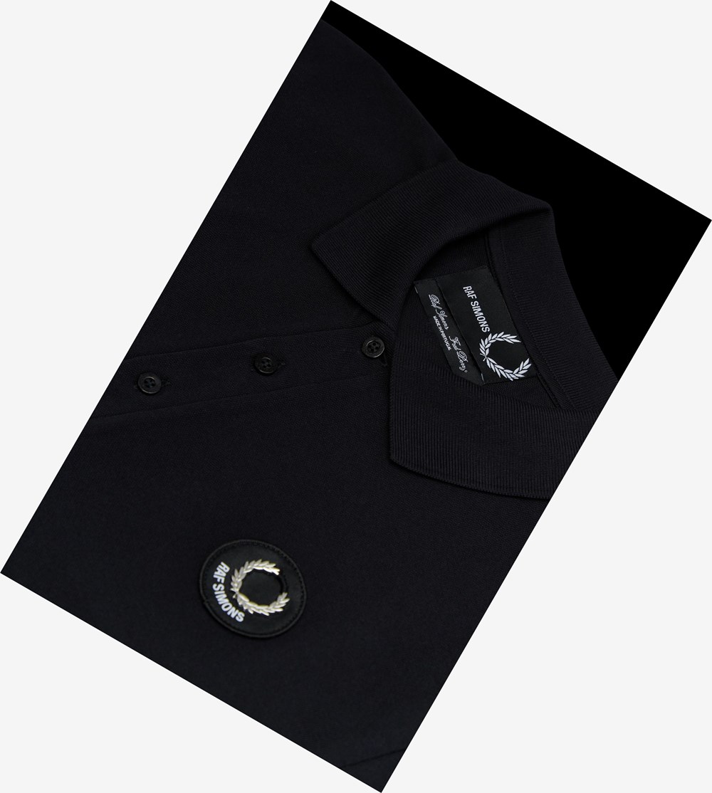 Black Fred Perry Raf Simons Slim Fit Men's Polo Shirts | ZWNYA-4861