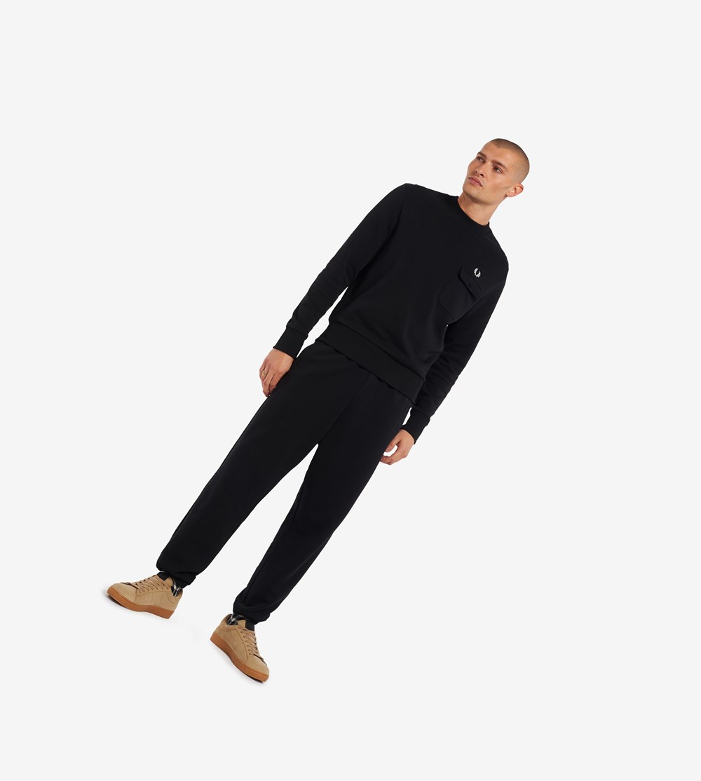 Black Fred Perry Reissues Pocket Detail Track Pants Men's Trousers | JHLMT-9802