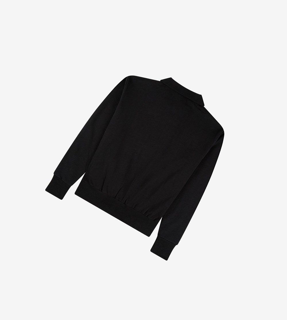 Black Fred Perry Reissues Pocket Detail Half Zip Men's Sweatshirt | SFMKR-8150